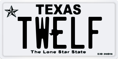 TX license plate TWELF