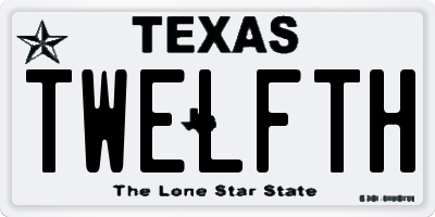 TX license plate TWELFTH