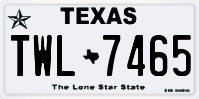 TX license plate TWL7465