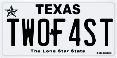 TX license plate TWOF4ST