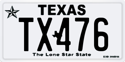 TX license plate TX476