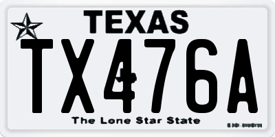 TX license plate TX476A