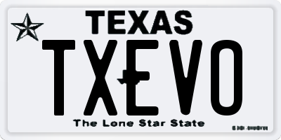 TX license plate TXEVO
