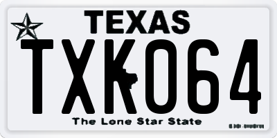 TX license plate TXK064