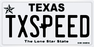 TX license plate TXSPEED