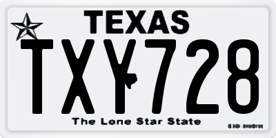 TX license plate TXY728