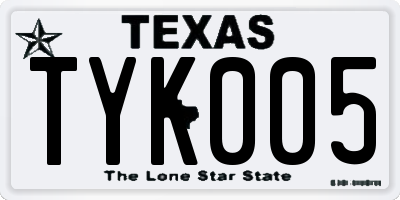 TX license plate TYK005