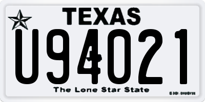 TX license plate U94021