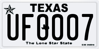 TX license plate UFO007