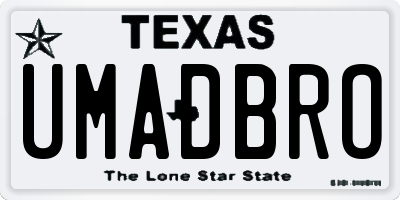 TX license plate UMADBRO