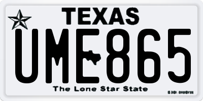 TX license plate UME865