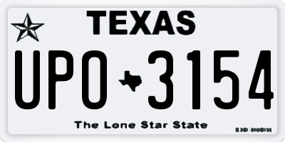 TX license plate UPO3154