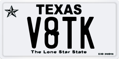 TX license plate V8TK