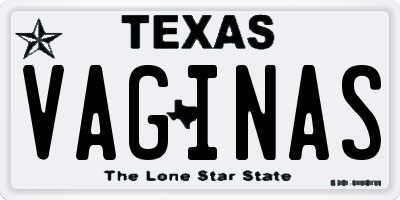 TX license plate VAGINAS