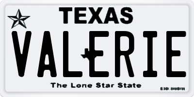 TX license plate VALERIE