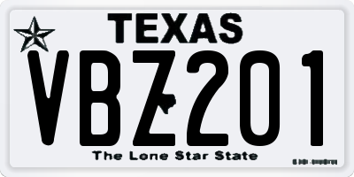 TX license plate VBZ201