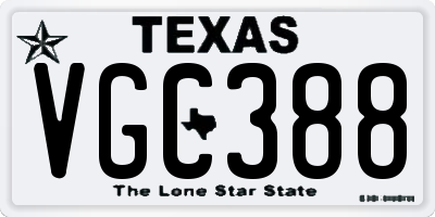 TX license plate VGC388