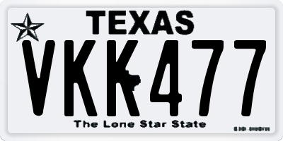 TX license plate VKK477