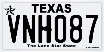 TX license plate VNH087