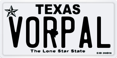 TX license plate VORPAL