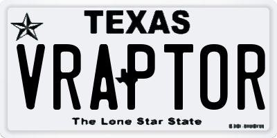 TX license plate VRAPTOR