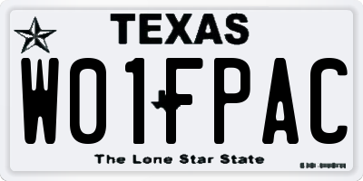 TX license plate W01FPAC