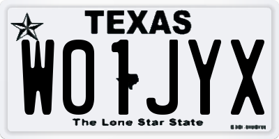 TX license plate W01JYX