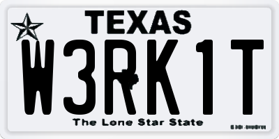 TX license plate W3RK1T