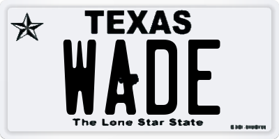 TX license plate WADE