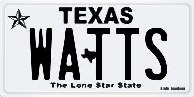 TX license plate WATTS