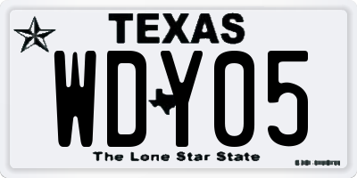 TX license plate WDY05