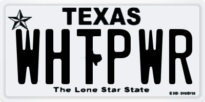 TX license plate WHTPWR