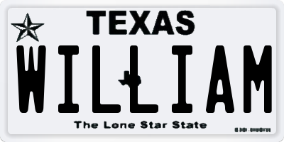 TX license plate WILLIAM