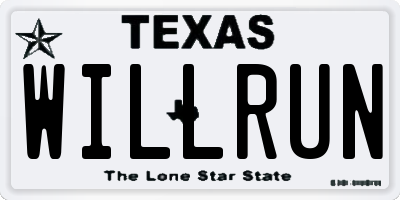 TX license plate WILLRUN