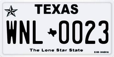 TX license plate WNL0023