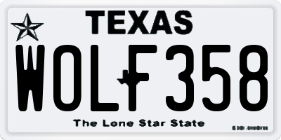 TX license plate WOLF358