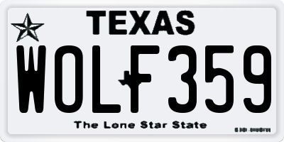 TX license plate WOLF359