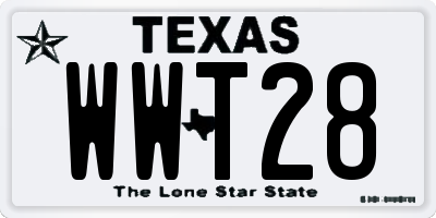 TX license plate WWT28