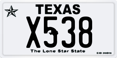 TX license plate X538