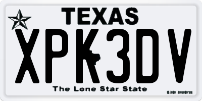 TX license plate XPK3DV