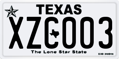 TX license plate XZC003