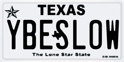 TX license plate YBESLOW