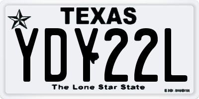 TX license plate YDY22L