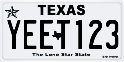 TX license plate YEET123