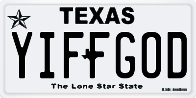 TX license plate YIFFGOD