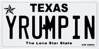 TX license plate YRUMPIN