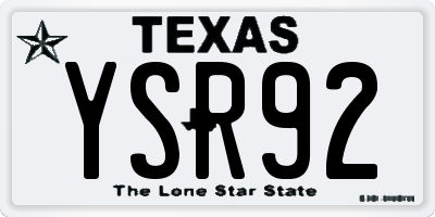 TX license plate YSR92