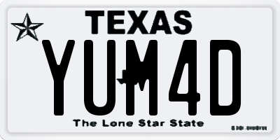 TX license plate YUM4D