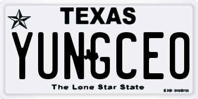 TX license plate YUNGCEO