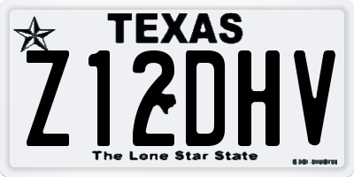 TX license plate Z12DHV